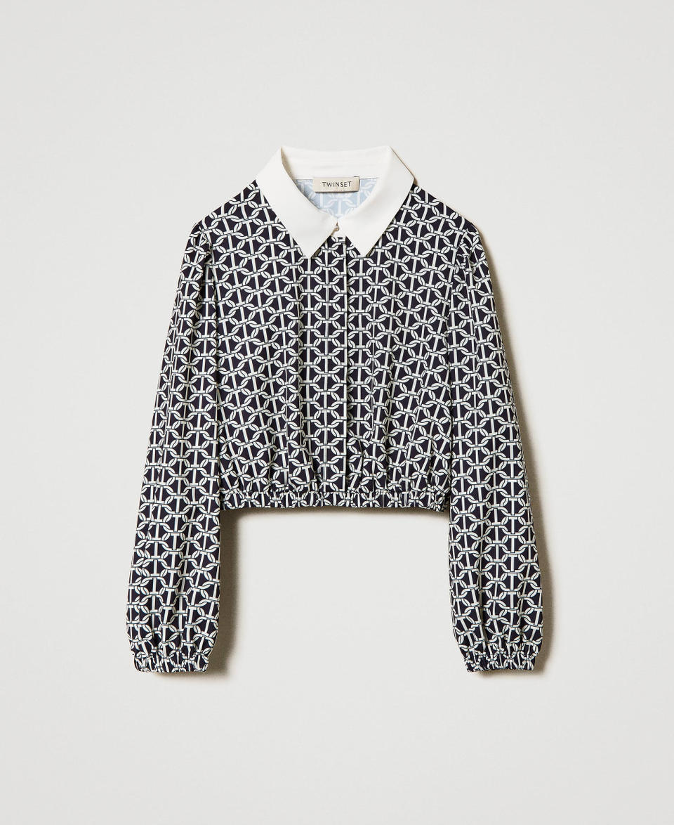 Crêpe de Chine blouse with print Oval T Chain Print Girl 242GJ2441_11830_S0