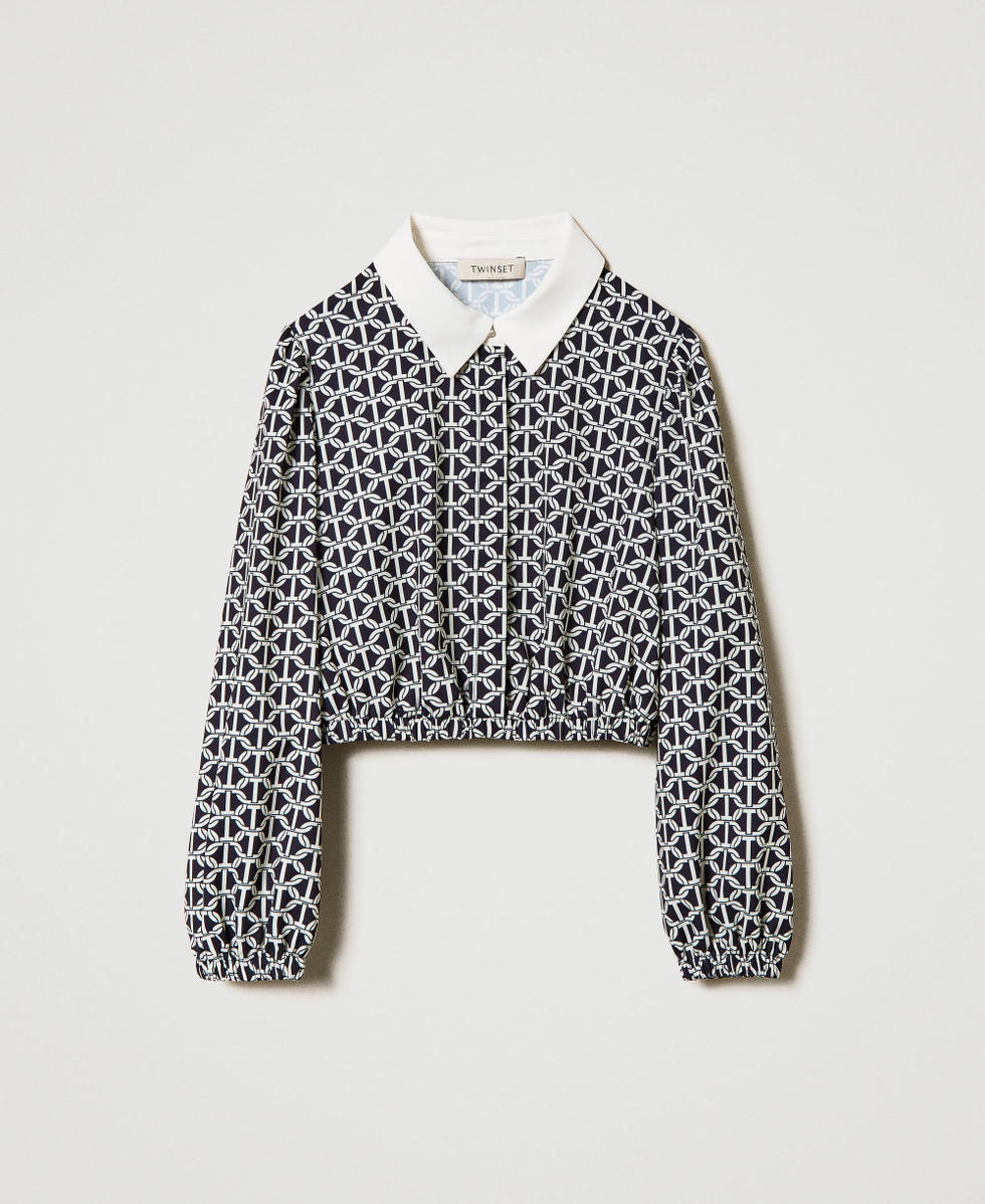 Blouse en cr&ecirc;pe de Chine avec imprim&eacute; Imprim&eacute; Oval T Cha&icirc;ne Fille 242GJ2441_11830_S0