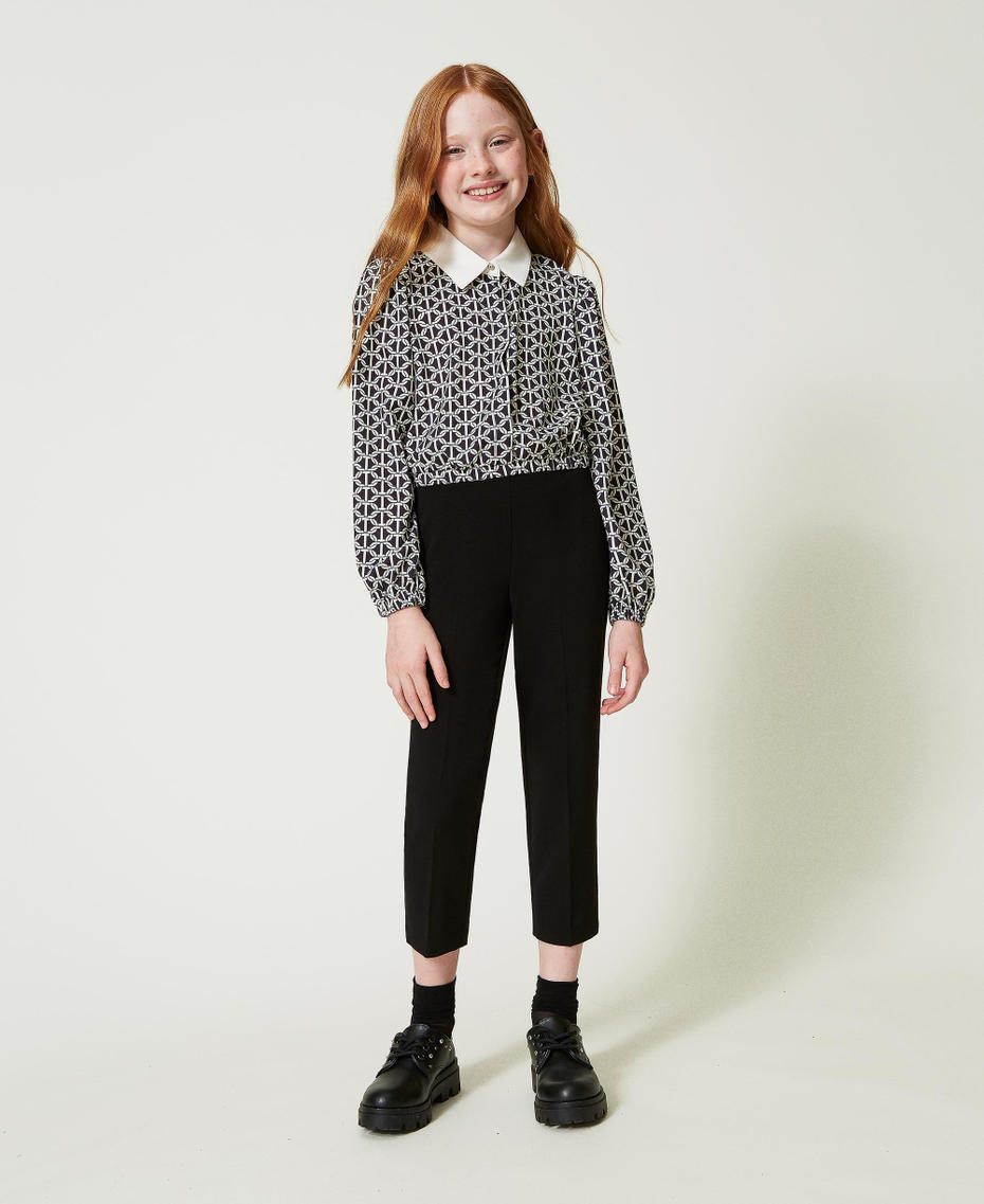 Crêpe de Chine blouse with print Oval T Chain Print Girl 242GJ2441_11830_T0