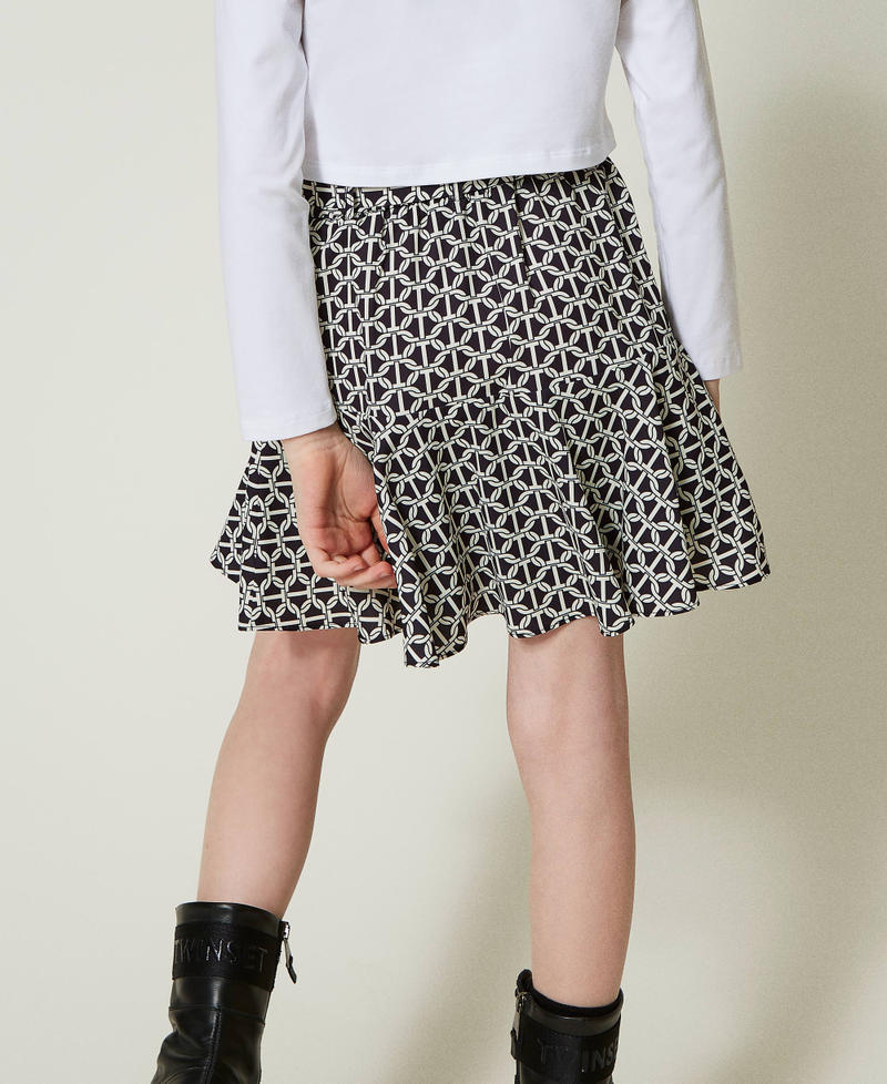 Crêpe de Chine trouser-skirt with print Oval T Chain Print Girl 242GJ2442_11830_03