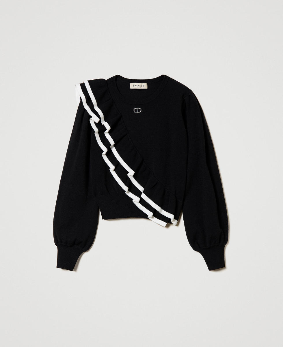 Regular fit jumper with double flounce