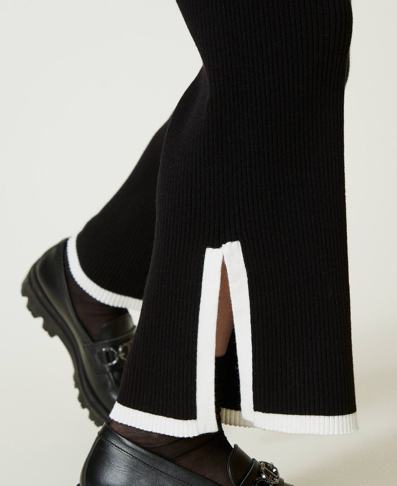 Ribbed jumper and wide trousers Bicolour Black / Off White Girl 242GJ3042_02714_05