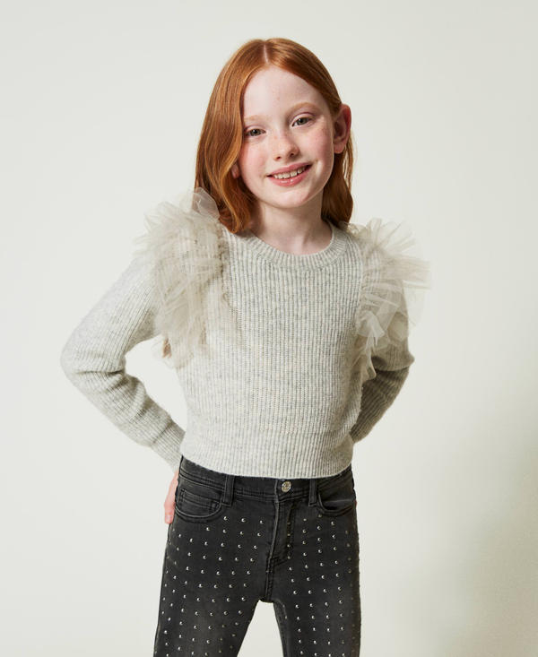 Regular-Fit-Pullover mit Tüllvolants