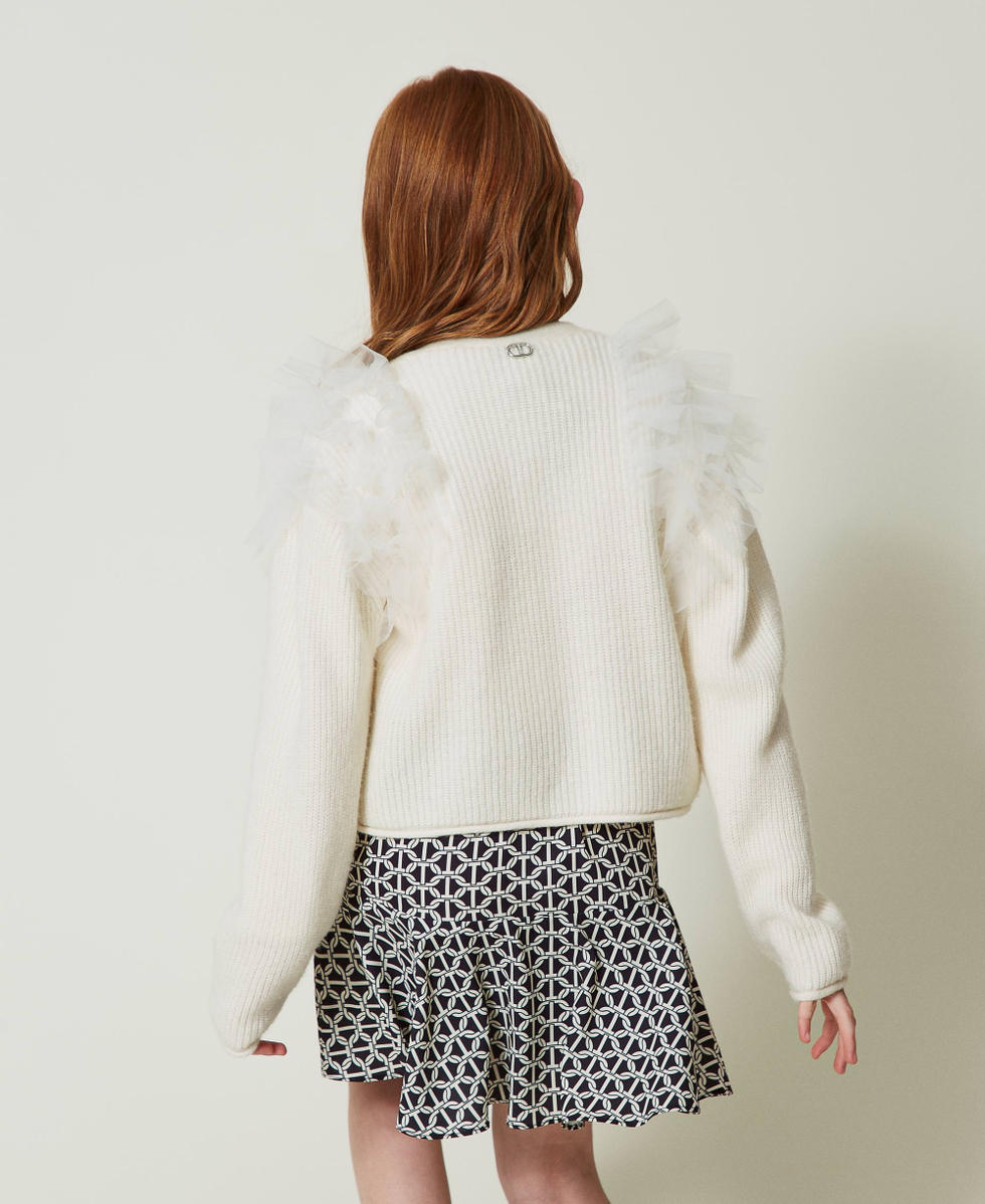 Regular-Fit-Cardigan mit T&uuml;llvolants Mattwei&szlig; M&auml;dchen 242GJ3081_00526_03