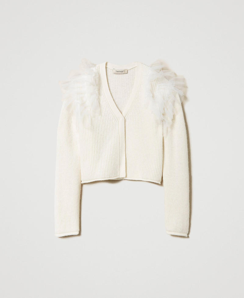 Regular fit cardigan with tulle flounces Off White Girl 242GJ3081_00526_S0