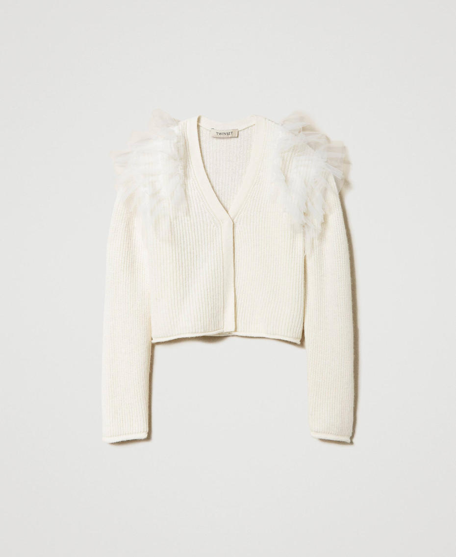 Regular fit cardigan with tulle flounces Off White Girl 242GJ3081_00526_S0