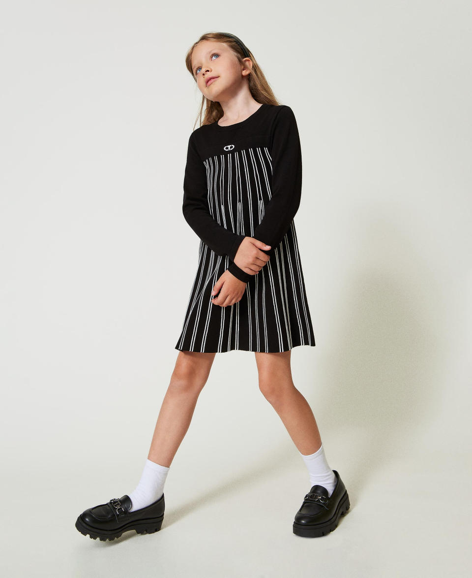 Twin Set Abito corto in maglia a righe flexage
