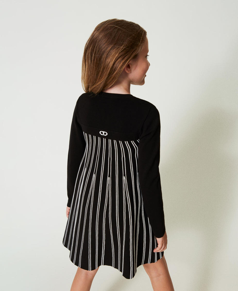 open lace back dress Striped Mock Neck Long Sleeve Mini Dress Tan / S main image 0