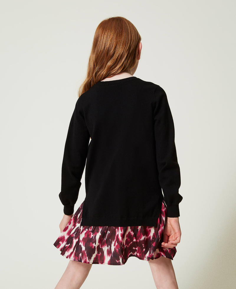 Short knit dress with printed insert