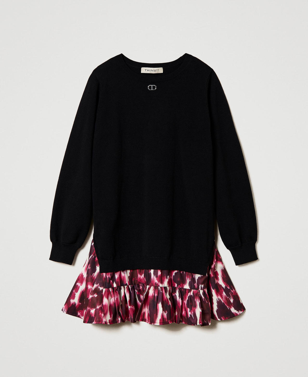 Scee by twin set Abito corto in maglia con inserto stampato
