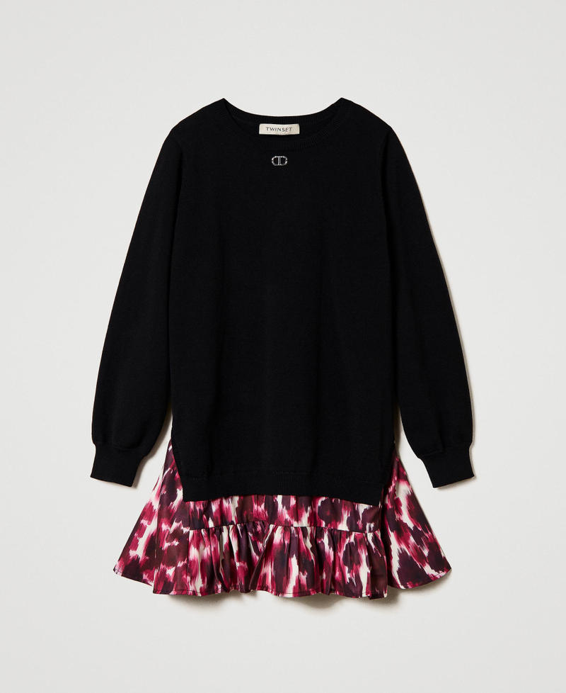 Short knit dress with printed insert