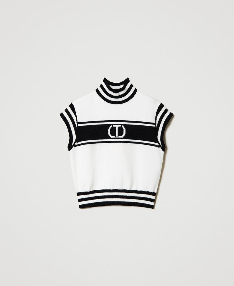 Turtleneck jumper with jacquard Oval T