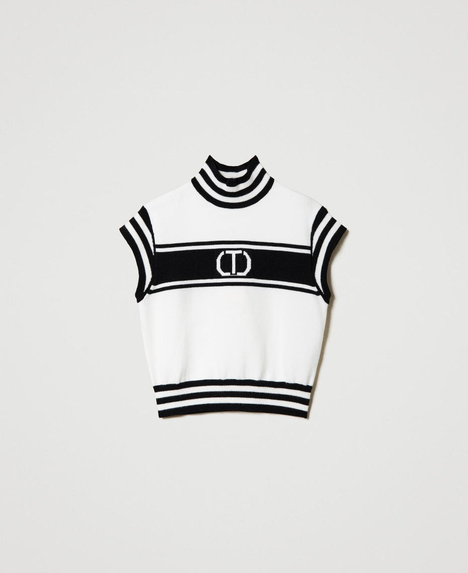 Turtleneck jumper with jacquard Oval T