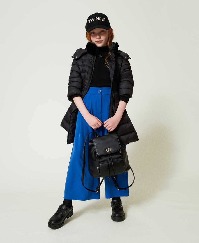 Ribbed turtleneck jumper with logo Black Girl 242GJ3190_00006_T0