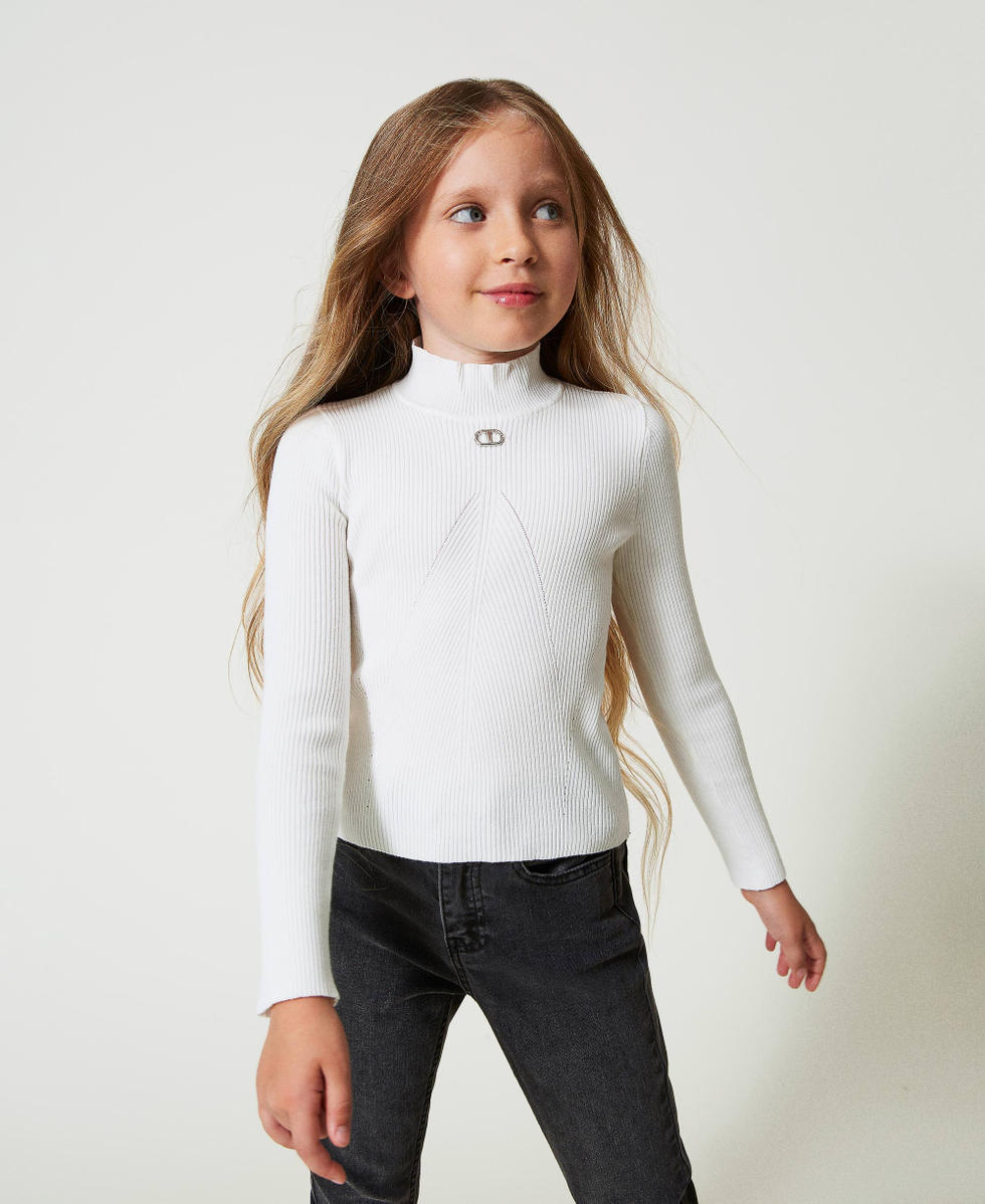 Ribbed turtleneck jumper with logo Off White Girl 242GJ3190_00526_02