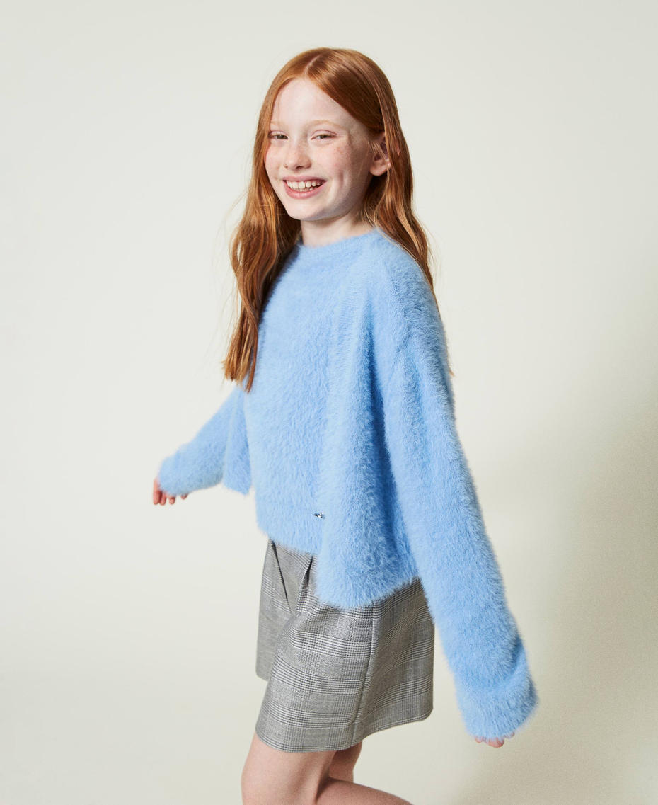 Jumper and cardigan with Oval T button Frozen Fjord Light Blue Girl 242GJ3211_11732_01