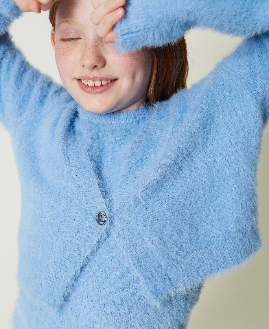 Jumper and cardigan with Oval T button Frozen Fjord Light Blue Girl 242GJ3211_11732_04