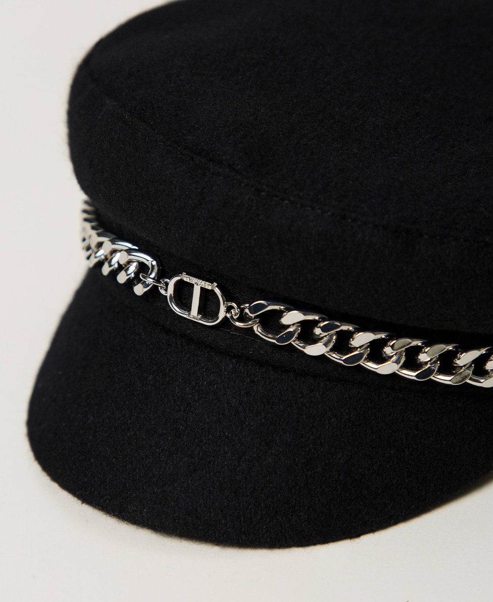 Cappello basco in panno Nero Bambina 242GJ5018_00006_02