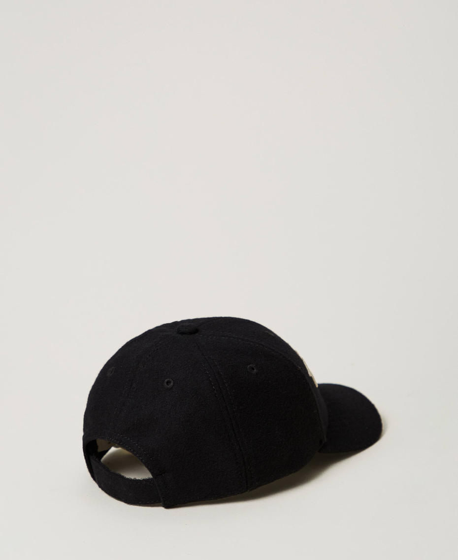 Wool cloth baseball cap with logo Black Girl 242GJ501K_00006_03