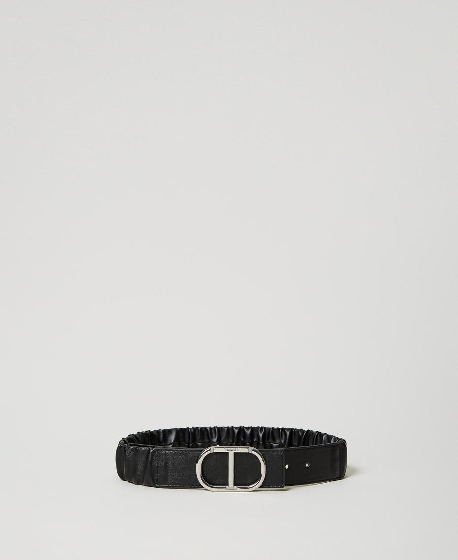 Elasticated belt with Oval T buckle Black Girl 242GJ5041_00006_01