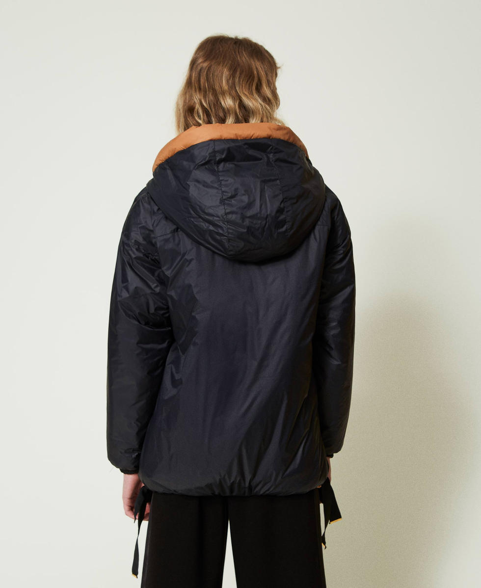 Blouson rembourr&eacute; r&eacute;versible Bicolore Caramel Camel/Noir Femme 242LI2BAA_11820_06