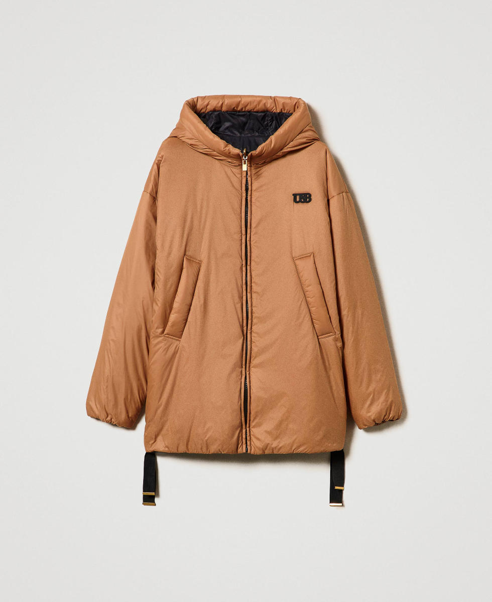 Blouson rembourr&eacute; r&eacute;versible Bicolore Caramel Camel/Noir Femme 242LI2BAA_11820_S0