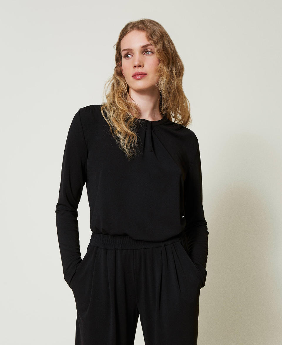 Twin Set Blusa in jersey crêpe con drappeggio