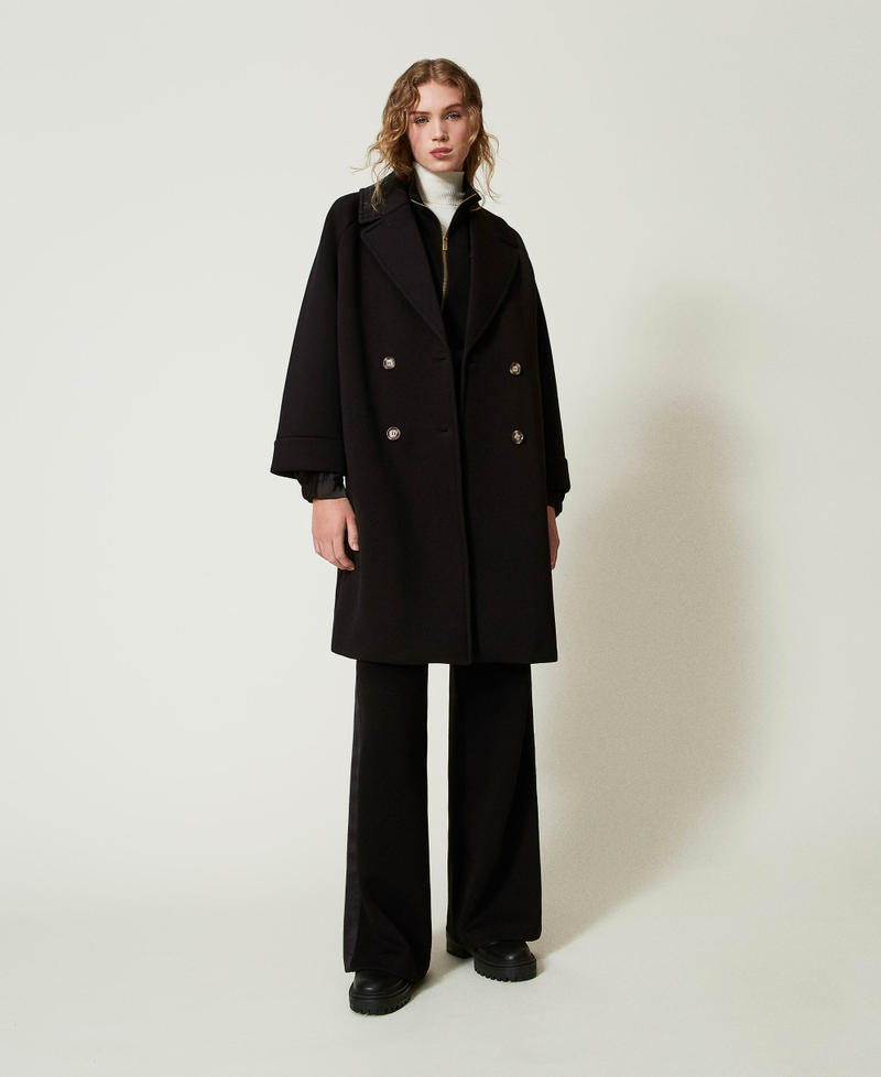 Scuba fabric double breasted coat