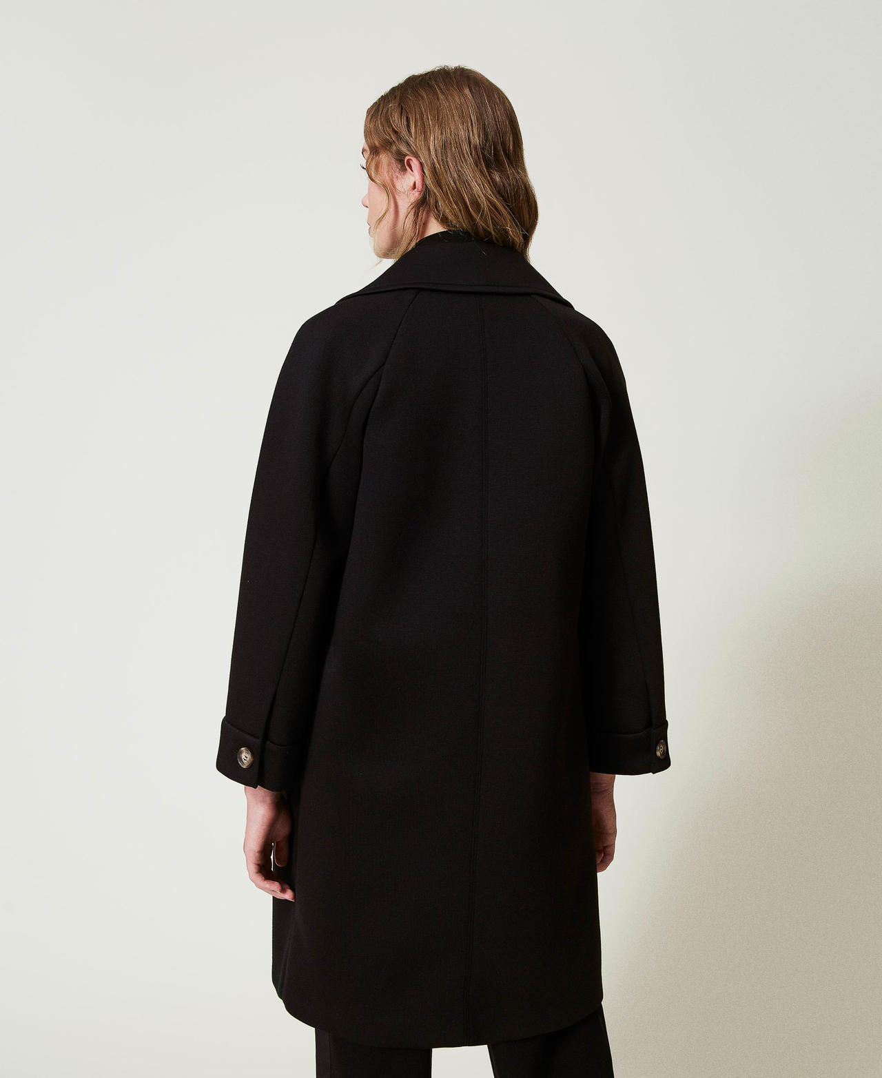 Scuba fabric double breasted coat