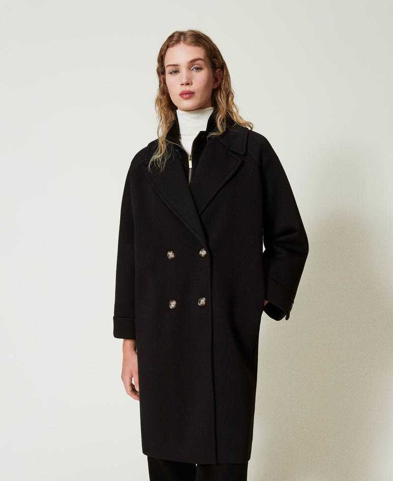 Scuba fabric double breasted coat