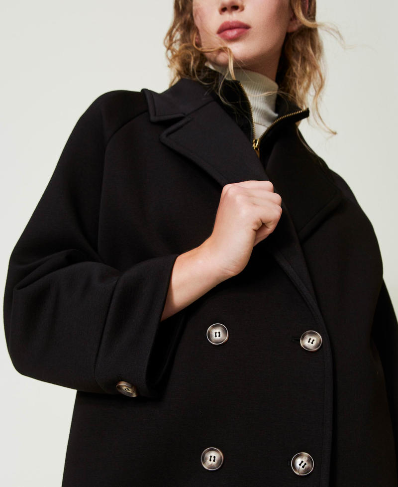 Scuba fabric double breasted coat