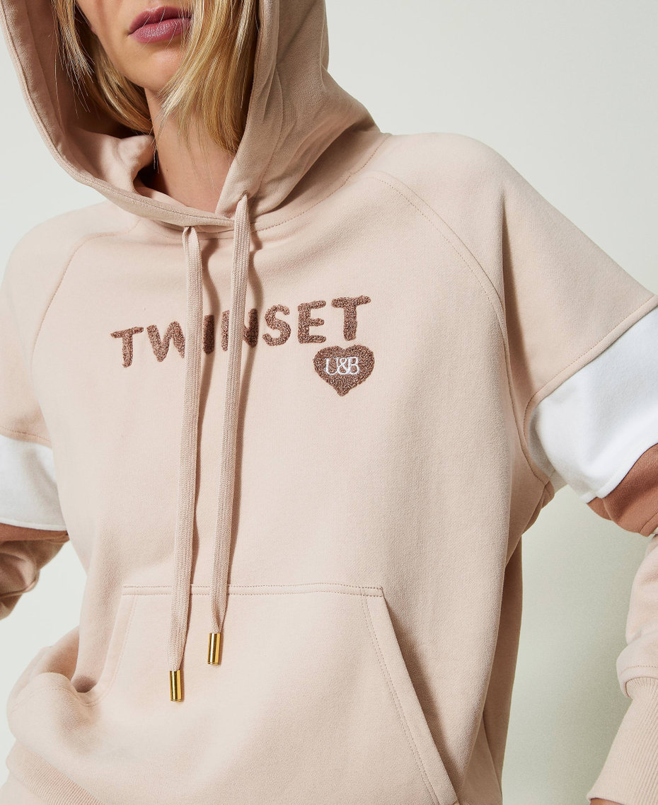 Felpa con cappuccio e pantaloni a palazzo Multicolor Caramel Camel / Les Beiges / Madreperla Donna 242LI2CLL_11806_04