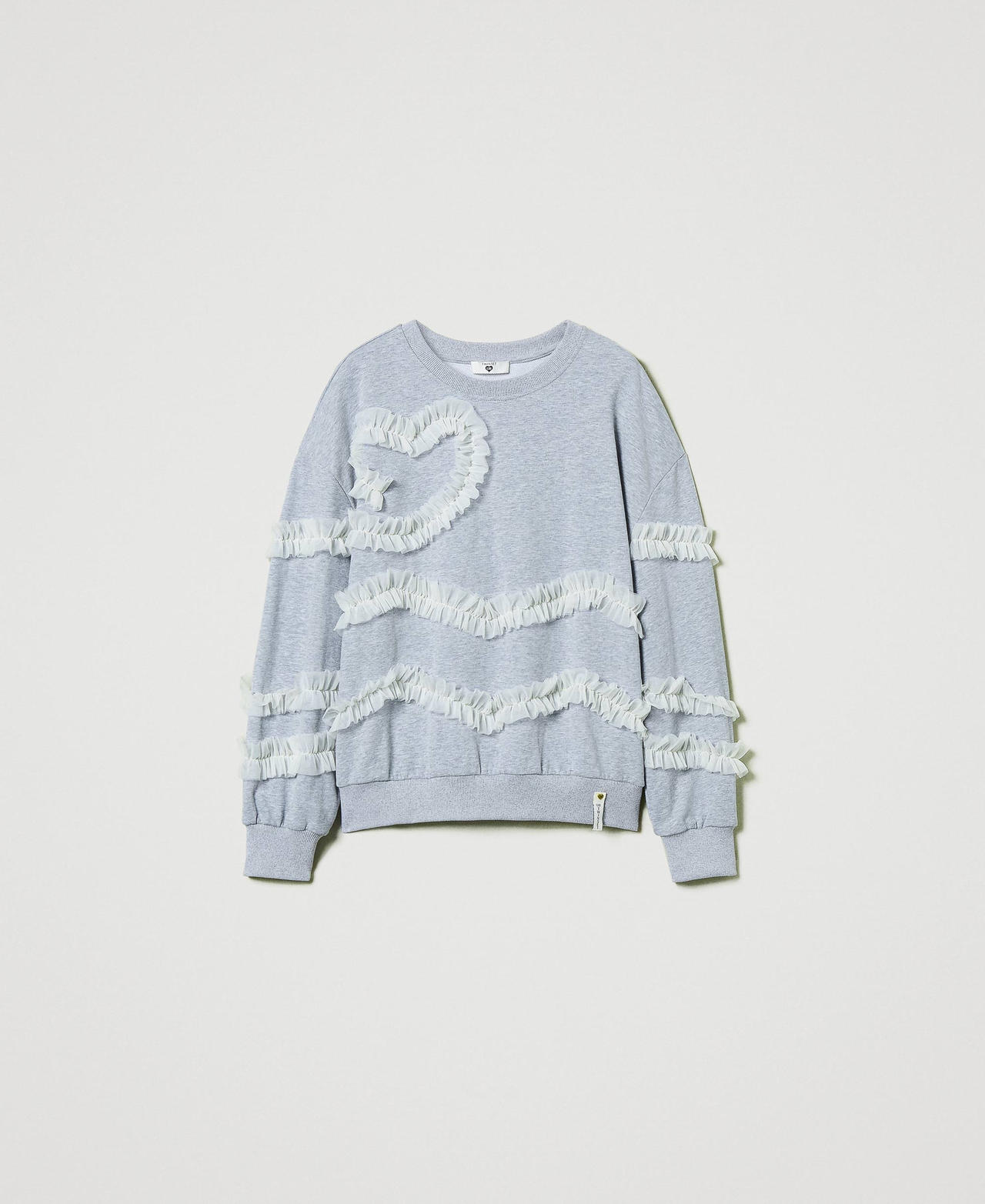 Scee by twin set Felpa mélange con volant in tulle