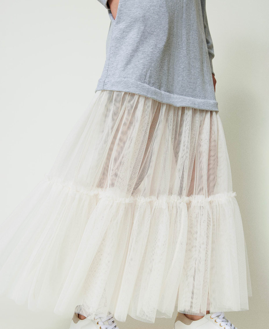 Abito lungo in felpa e tulle