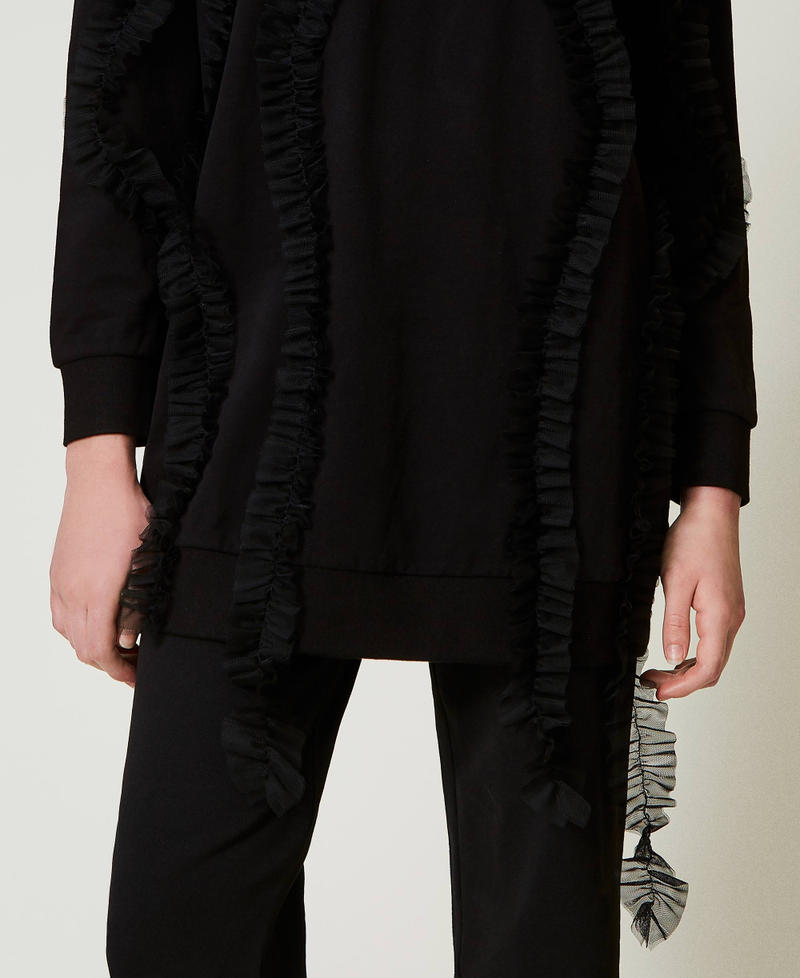 Maxi felpa con volant in tulle