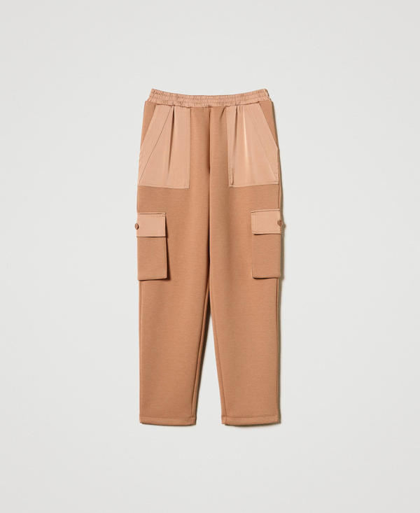 Pantaloni cargo in tessuto scuba e raso