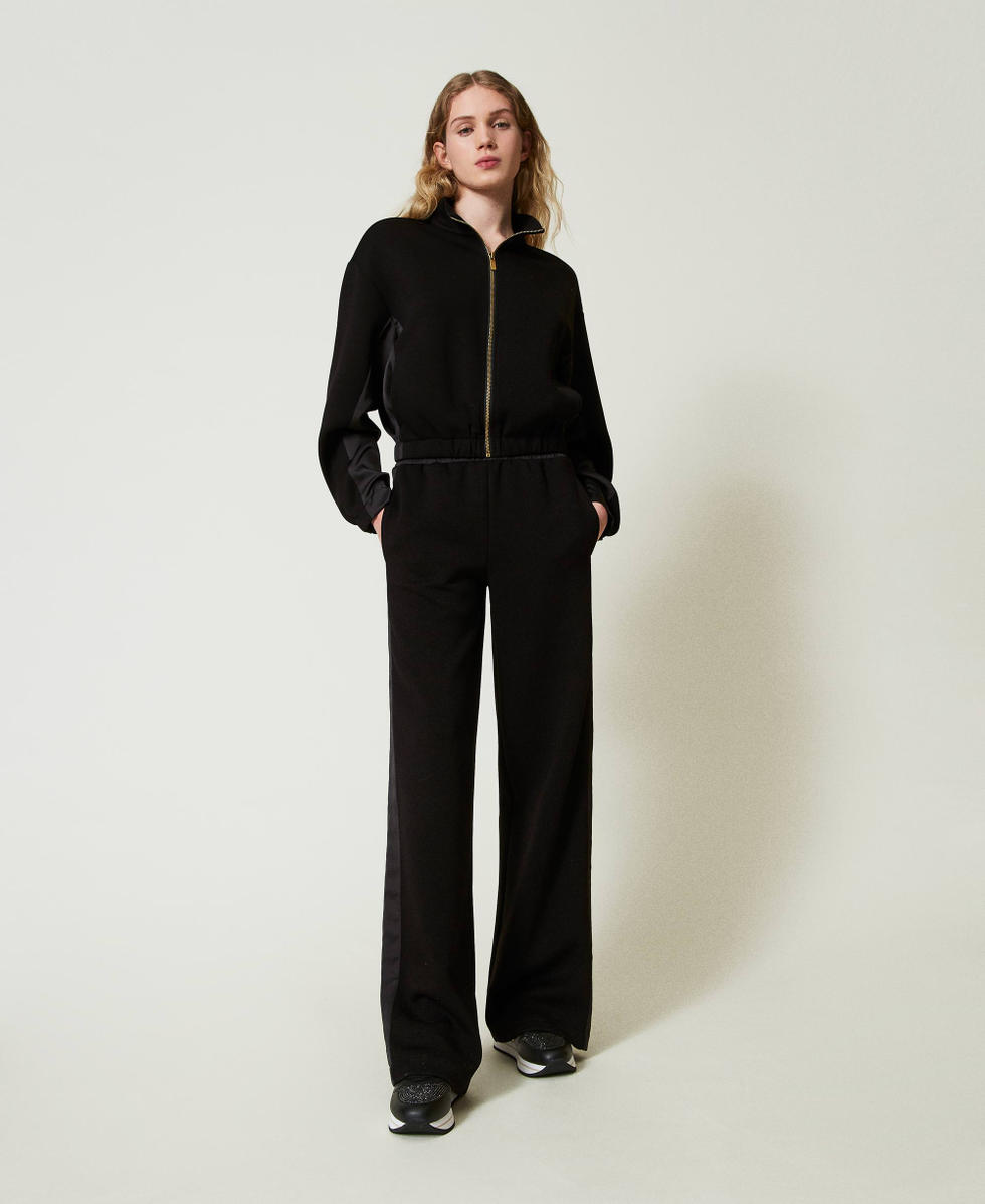Sweat shirt avec fermeture eclair et pantalon palazzo Femme Noir TWINSET Milano