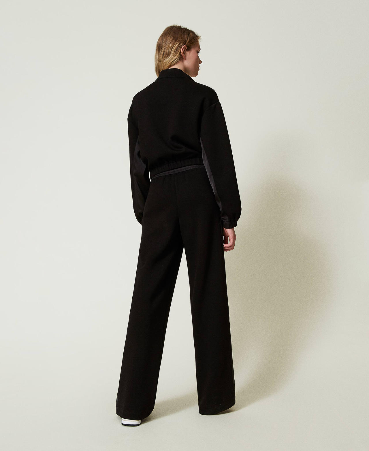 Sweatshirt with zip and palazzo trousers Black Woman 242LI2EBB_00006_03