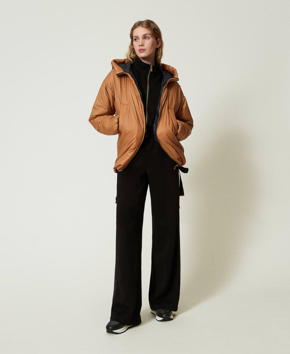 Sweatshirt with zip and palazzo trousers Black Woman 242LI2EBB_00006_0T