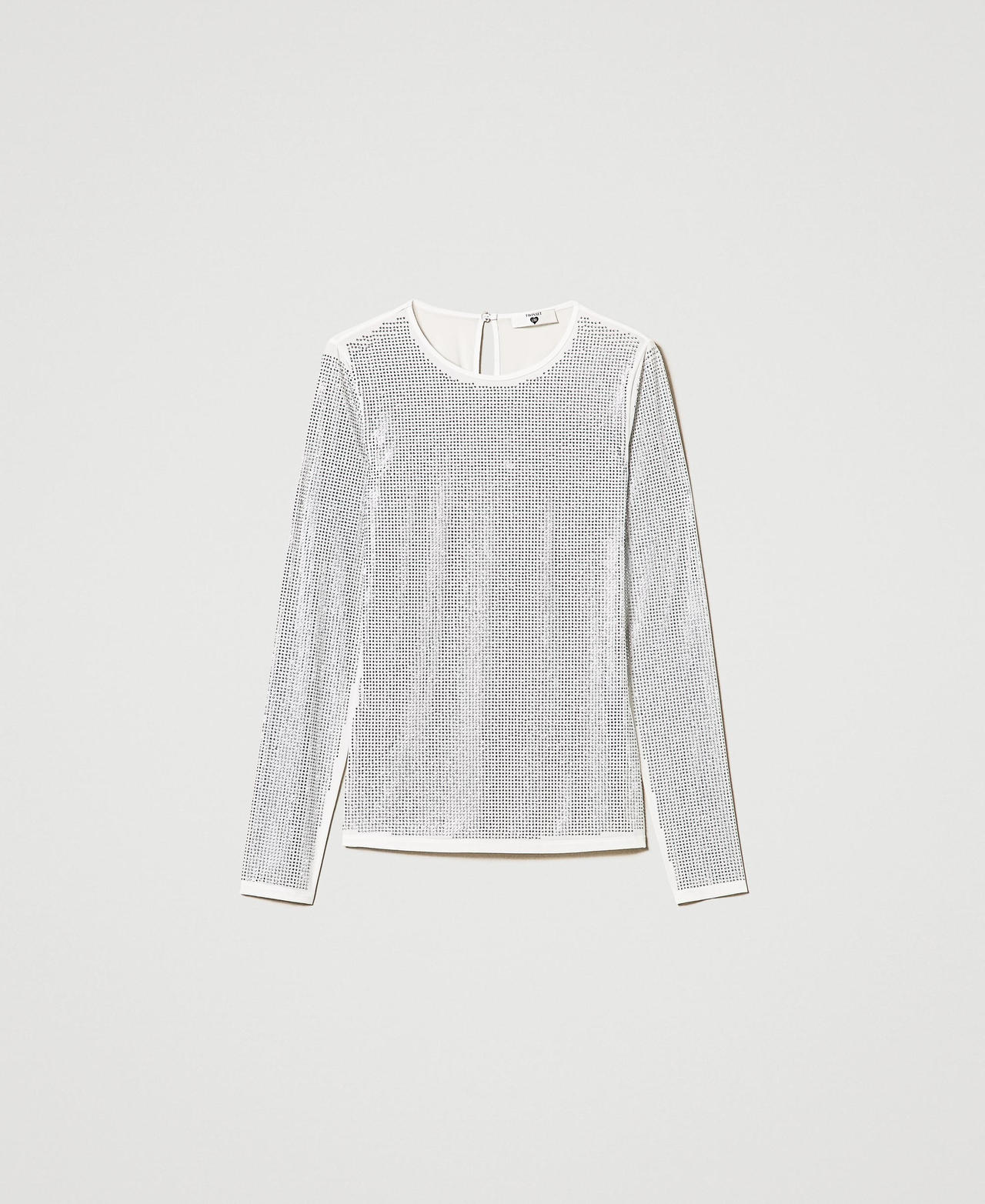 Scee by twin set T-shirt stretch con strass all over