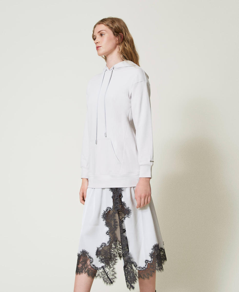 Abito lungo in felpa e raso Bicolor Silver / Grigio "Blackened Pearl" Donna 242LI2HAA_11821_03