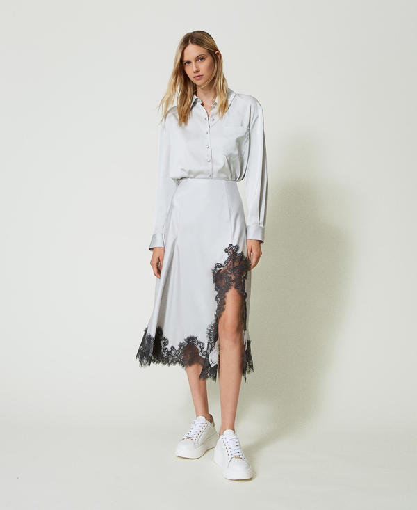 Satin and lace long skirt