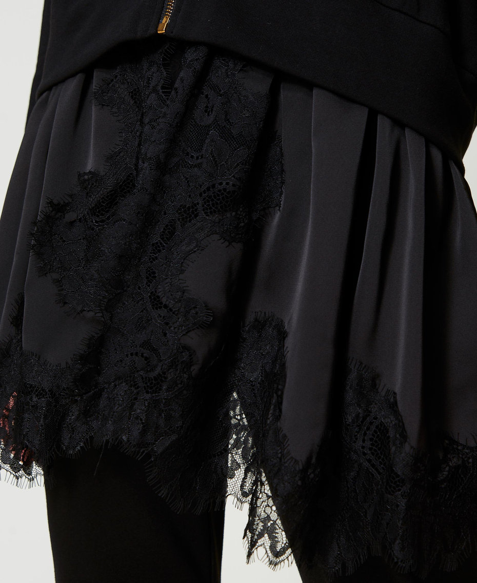 Felpa con raso e pizzo Nero Donna 242LI2HDD_00006_04