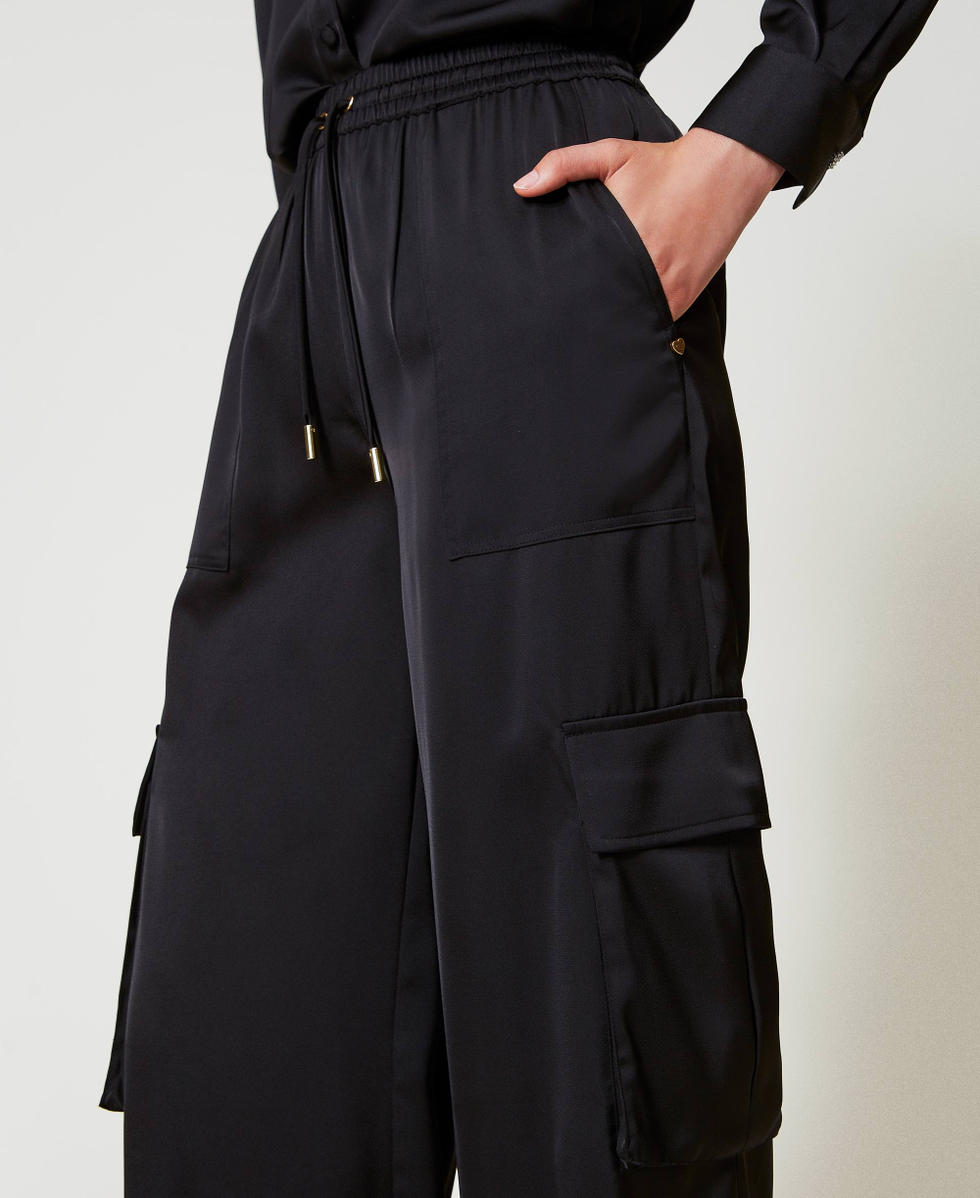 Satin cargo trousers