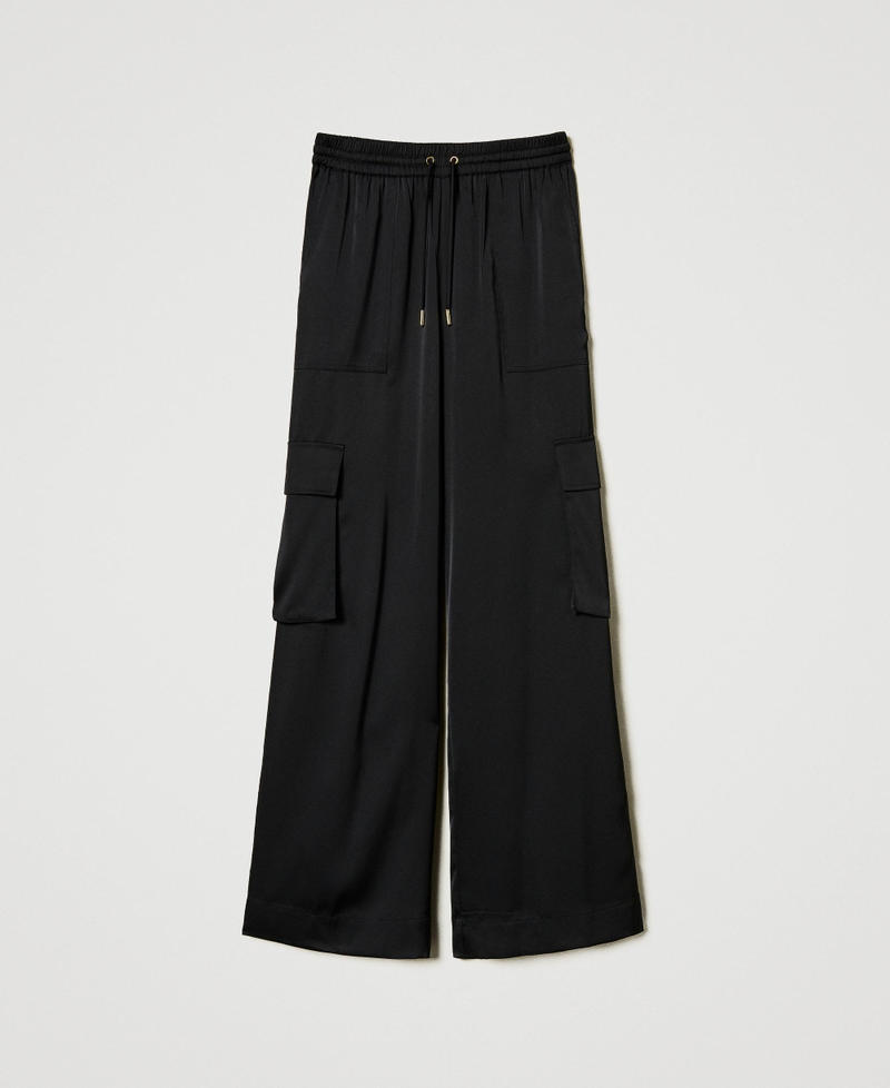 Satin cargo trousers Black Woman 242LI2HFF_00006_S0