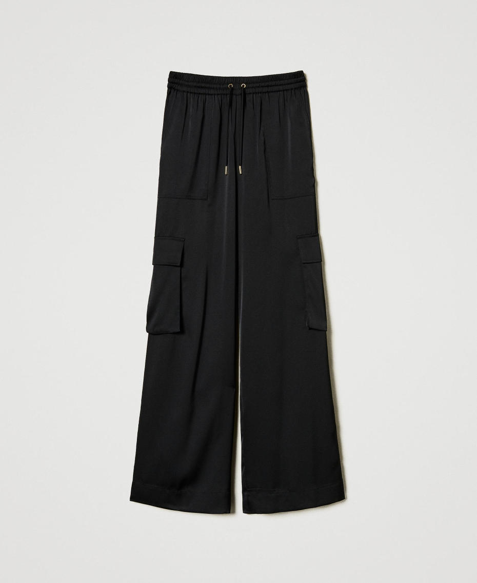 Satin cargo trousers Black Woman 242LI2HFF_00006_S0