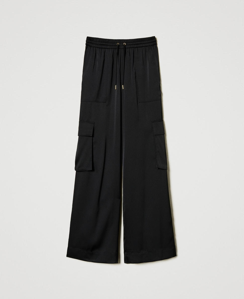 Satin cargo trousers