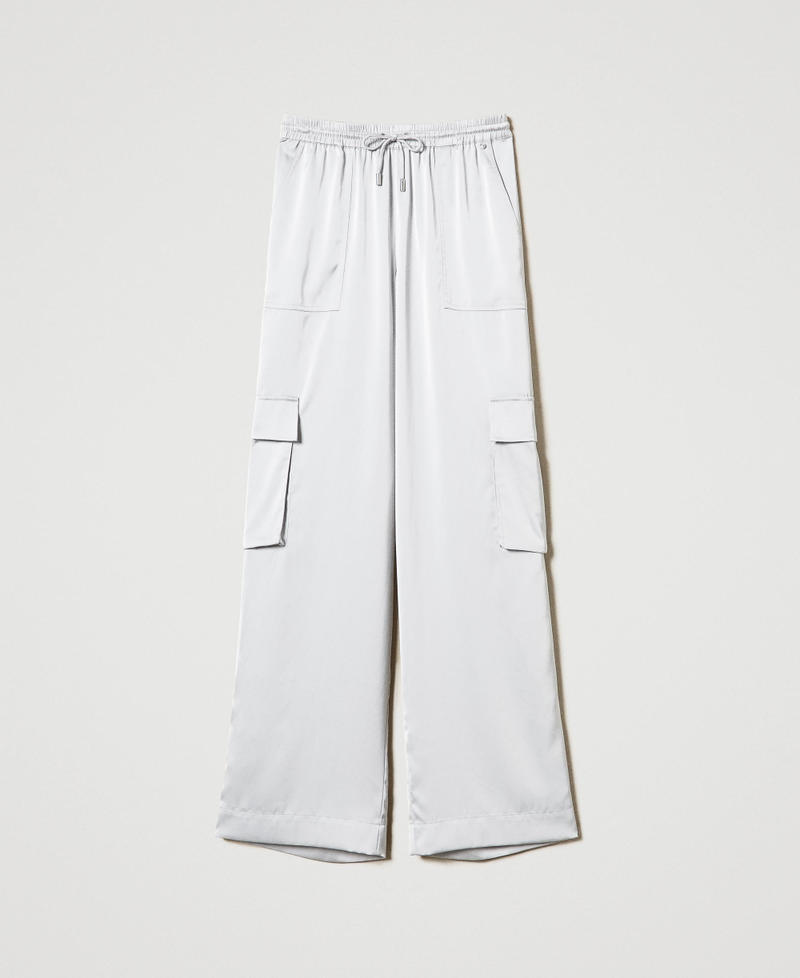 Satin cargo trousers Silver Woman 242LI2HFF_11813_S0