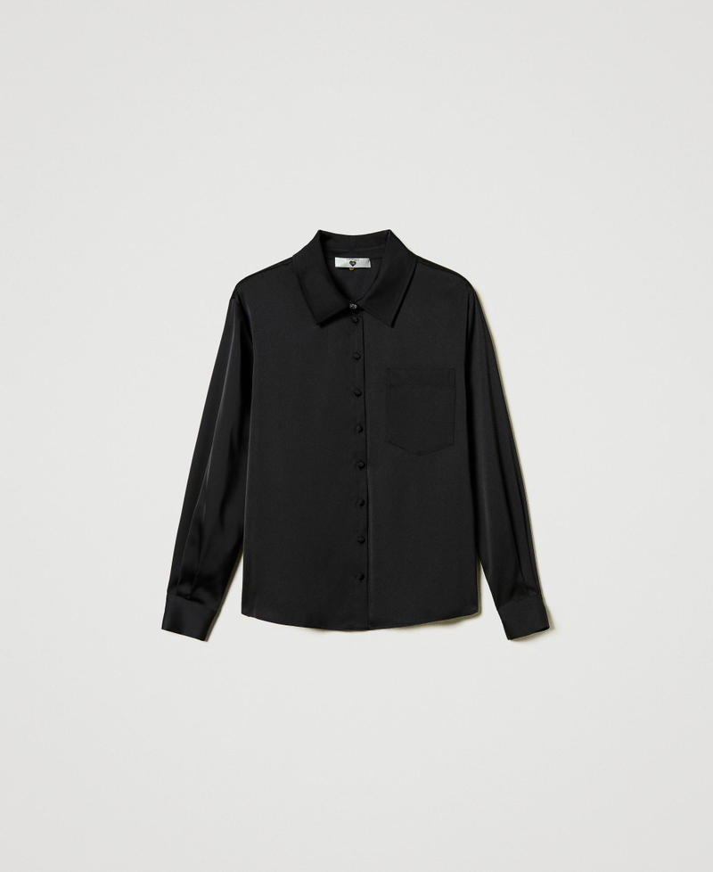 Camicia in raso con bottone gioiello