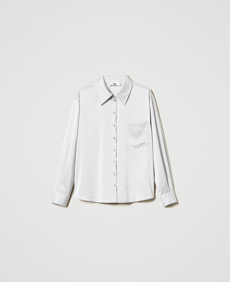 Camicia in raso con bottone gioiello Silver Donna 242LI2HHH_11813_0S